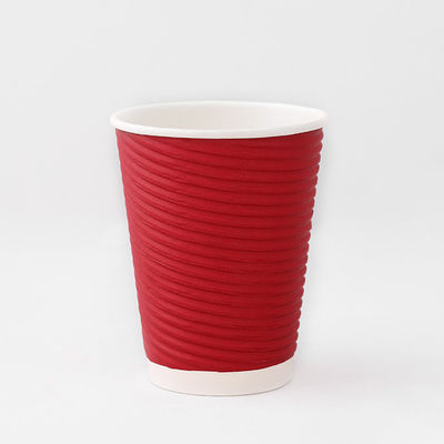リサイクル 430ml リップル ウォール カフェカップ 12オンス リップル 紙カップ プラスチックフリーコーティング