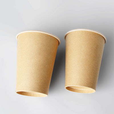 食用品 茶色のクラフト紙カップ プラスチックフリーコーティング シングルウォールクラフト熱カップ